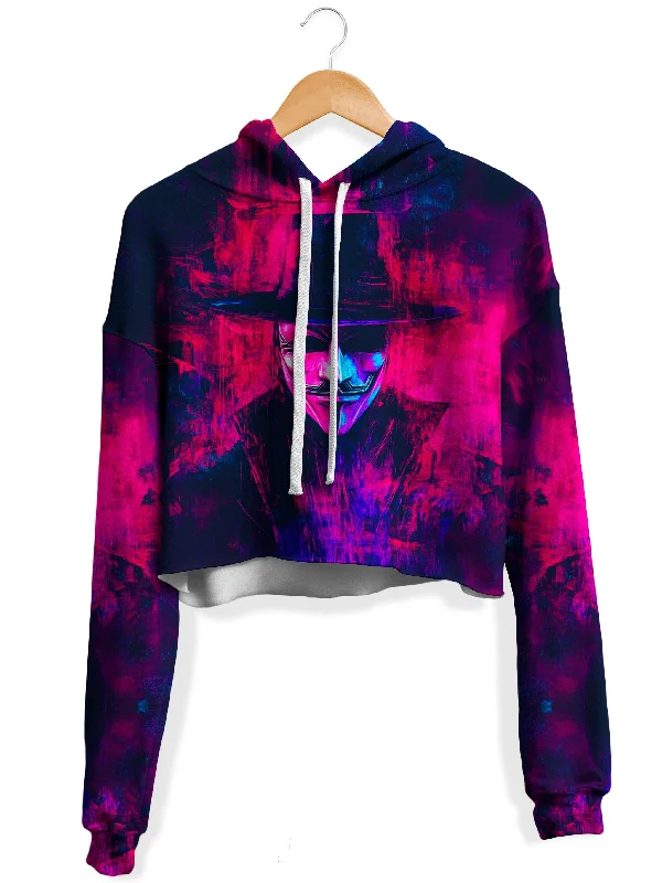 Vapor Rebellion Fleece Crop Hoodie Hoodie with Back Slit Movement Comfort