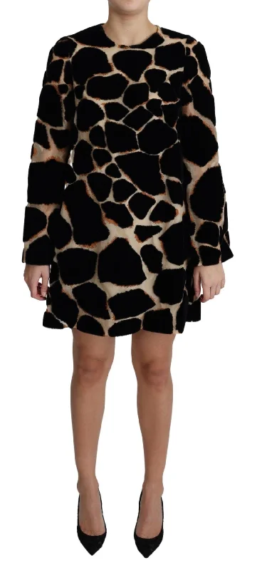 Dolce & Gabbana Chic Giraffe Print Shift Mini Women's Dress