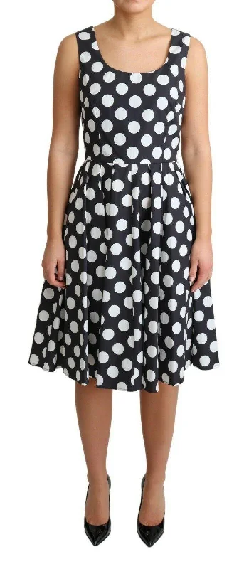 Dolce & Gabbana  Women's Black and White Polka Dot Fit and Flare Dress