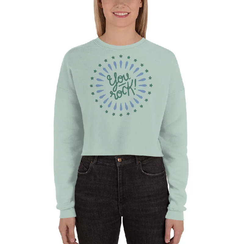 You Rock! — Crop Sweatshirt Hoodie with High Neck Warm Protective