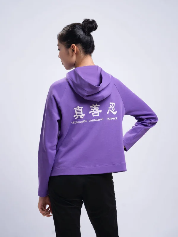 Women's Timeless Virtues Zip-Up Hoodie - Paisley Purple Hoodie Dress Longline Feminine Women's Timeless Virtues Zip-Up Hoodie - Paisley Purple Hoodie Dress Longline Feminine