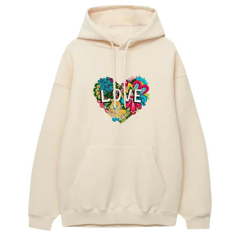 Colorful Love Hoodie Hoodie with Raw Hem Edgy Unfinished