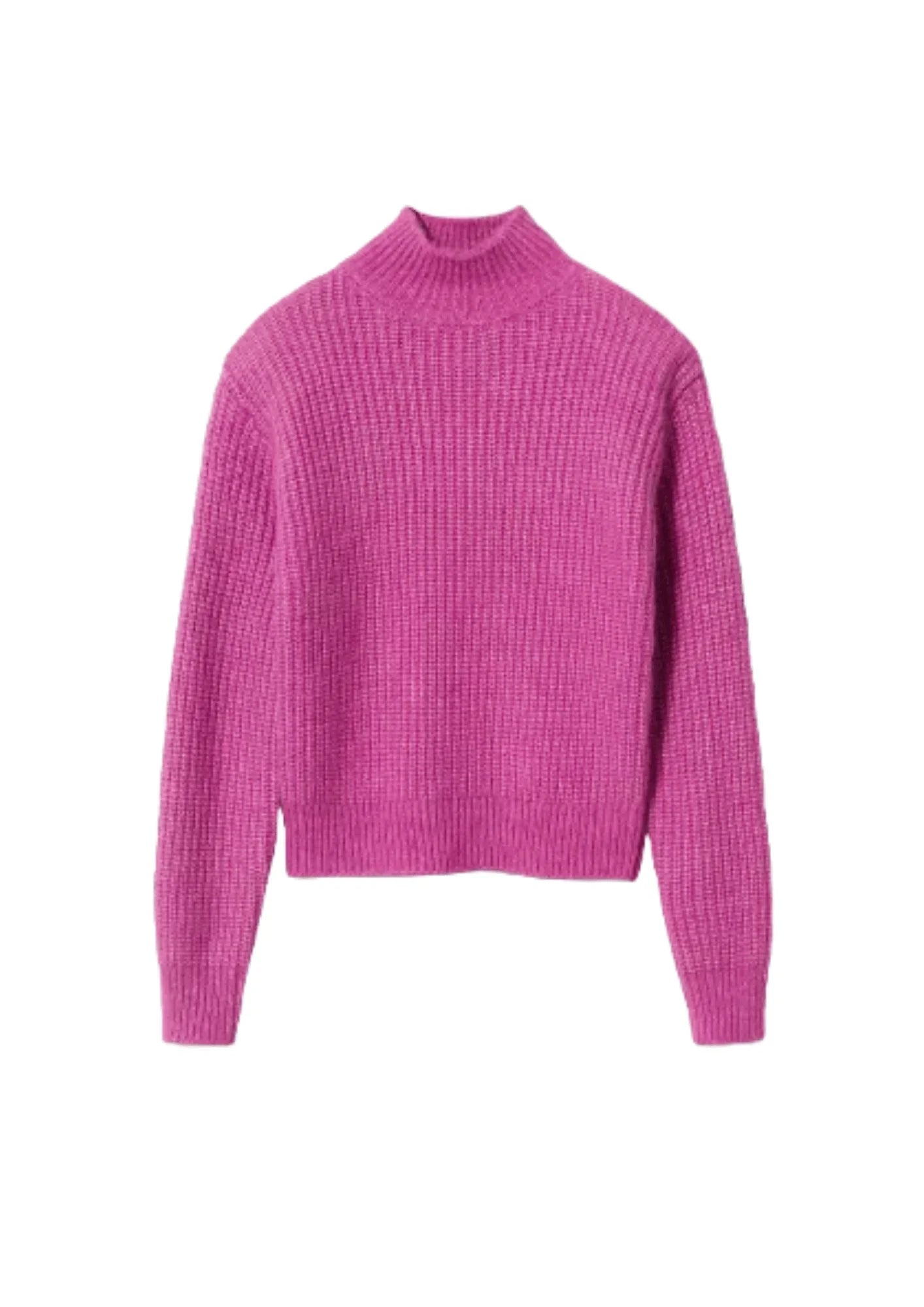 FUCHSIA RIBBED SWEATER Mesh Fabric Canvas Fabric Denim Fabric