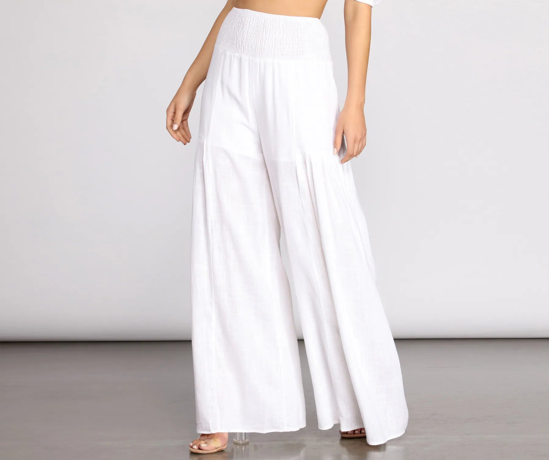Time Off Linen High Waist Wide Leg Pants Trendy High-Waist Trousers