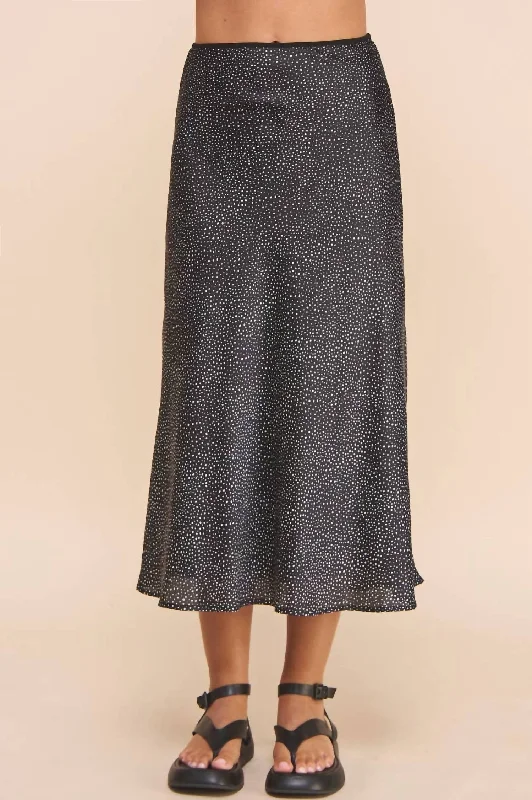 Polka Dot Midi Slip Skirt In Black cotton skirt soft