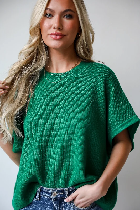 FINAL SALE - Easily My Favorite Kelly Green Sweater Top Tailored Straight A-Line