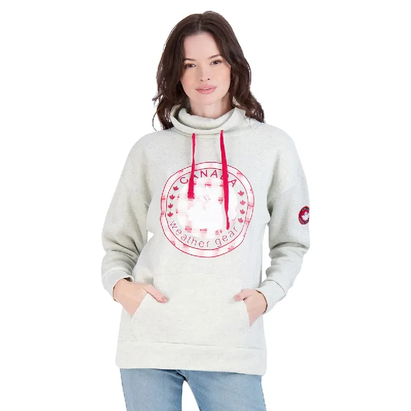 Canada Weather Gear Women's Logo Printed Cowl Neck Fleece Hoodie by PROOZY Hoodie with Hem Drawcord Adjustable Customizable Canada Weather Gear Women's Logo Printed Cowl Neck Fleece Hoodie by PROOZY Hoodie with Hem Drawcord Adjustable Customizable