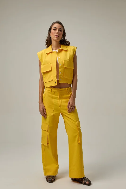 Utility Cargo Pant | Canary Yellow Slim Fit Casual Pants