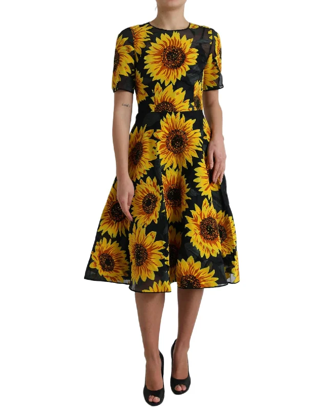 Dolce & Gabbana  Sunflower Print Silk Organza Dress