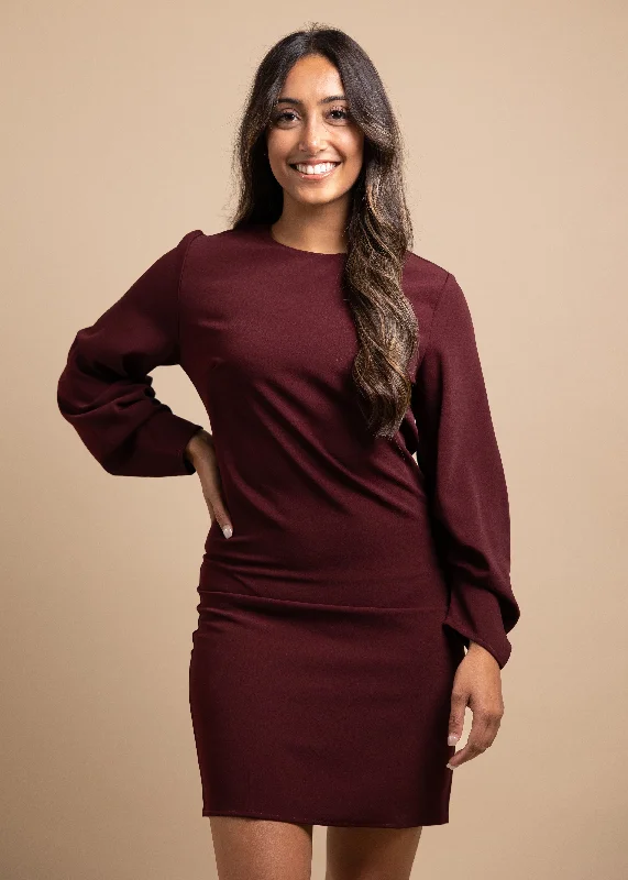 3/4 Ruched Sleeve Woven Dress