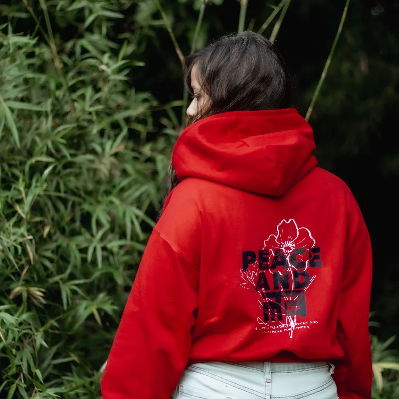 Peace and Love - Red Hoodie - Back Printed Hoodie with Double Zipper Versatile Adjustable Peace and Love - Red Hoodie - Back Printed Hoodie with Double Zipper Versatile Adjustable