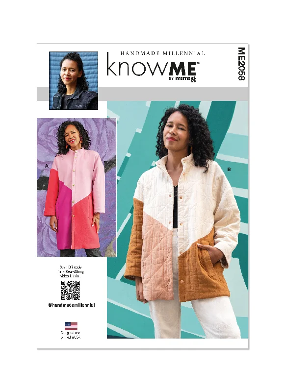 Know Me Pattern Me2058 Misses' Jacket Coat Notch Collar Jacket Peter Pan Collar Jacket Cowl Neck Jacket