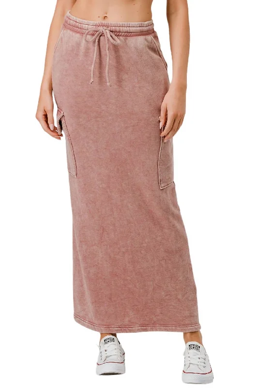 Brushed Cargo Skirt In Ash Rose leather skirt bold
