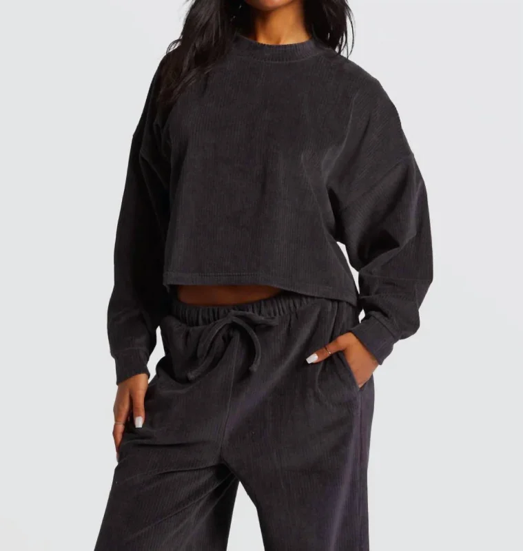 Sweet Sun Crew Sweatshirt In Black Sands Hoodie with Stripes Bold Sporty