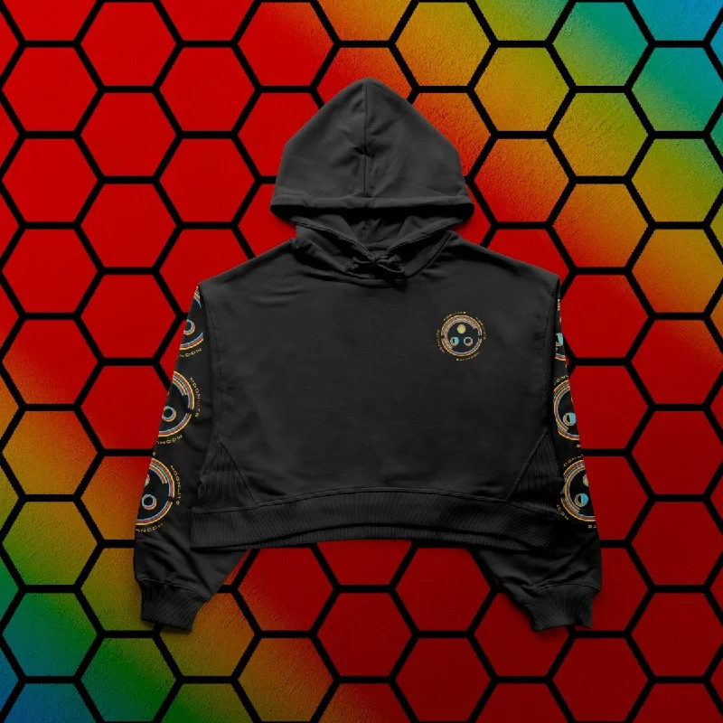 Anaglyphic Logo Cropped Hoodie Hoodie with Hem Embroidery Detailed Premium