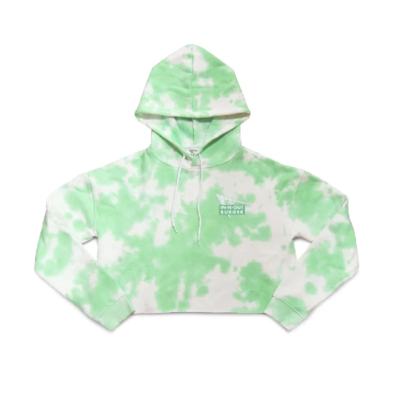 TIE DYE CROPPED HOODIE Hoodie with Exposed Zipper Edgy Industrial