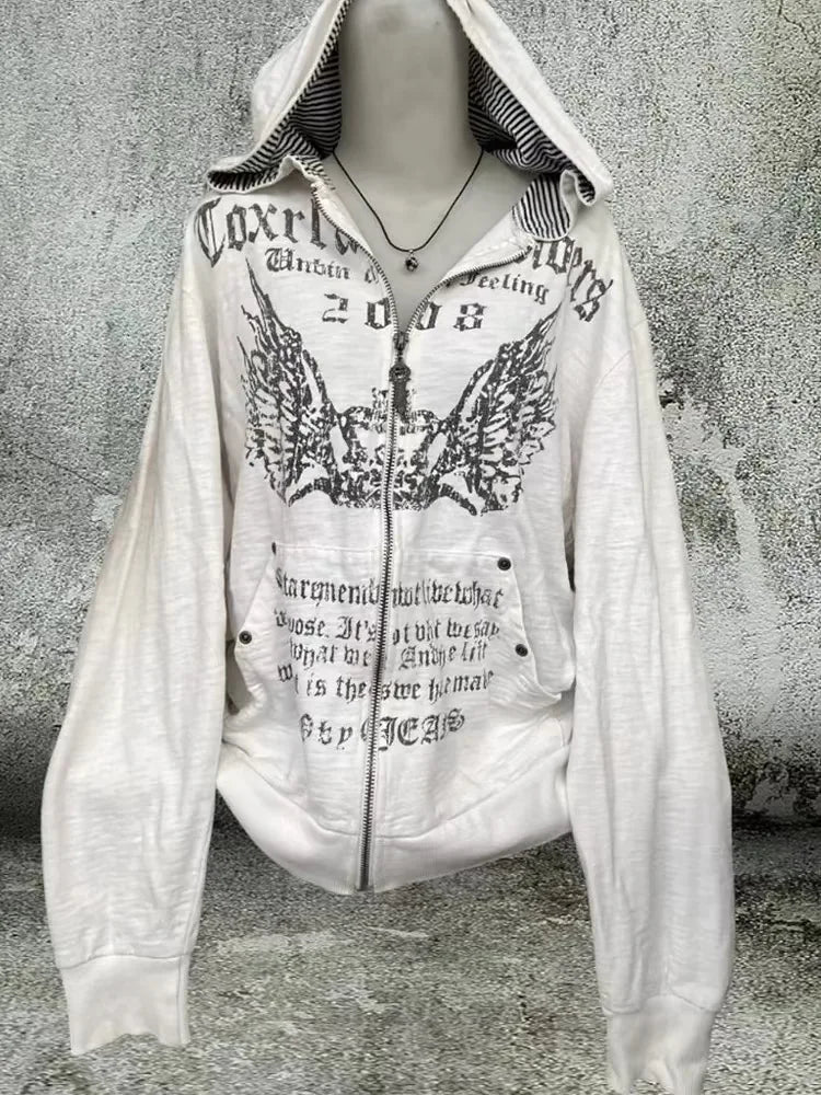 Advbridge Grunge 2024 Print Slim Waist Y2k Hoodies Hooded Zip up Sweatshirts Vintage Women Clothing Long Sleeve Tops Casual Fashion Hoodie with Zipper Versatile Modern Advbridge Grunge 2024 Print Slim Waist Y2k Hoodies Hooded Zip up Sweatshirts Vintage Women Clothing Long Sleeve Tops Casual Fashion Hoodie with Zipper Versatile Modern