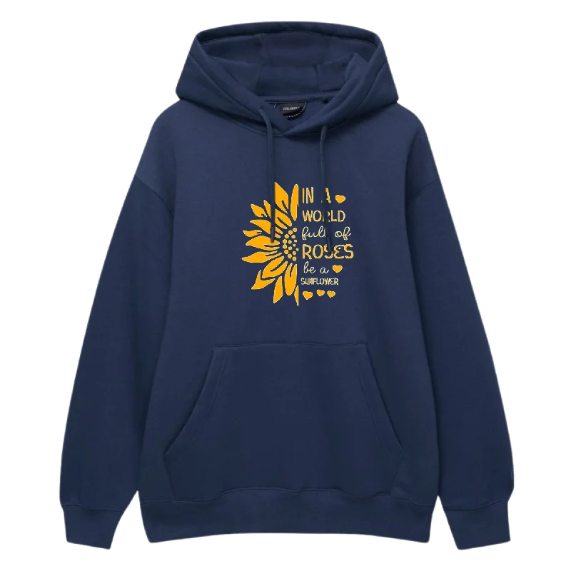 Sun Flower Printed Hoodie Hoodie with Longline Fit Extended Stylish