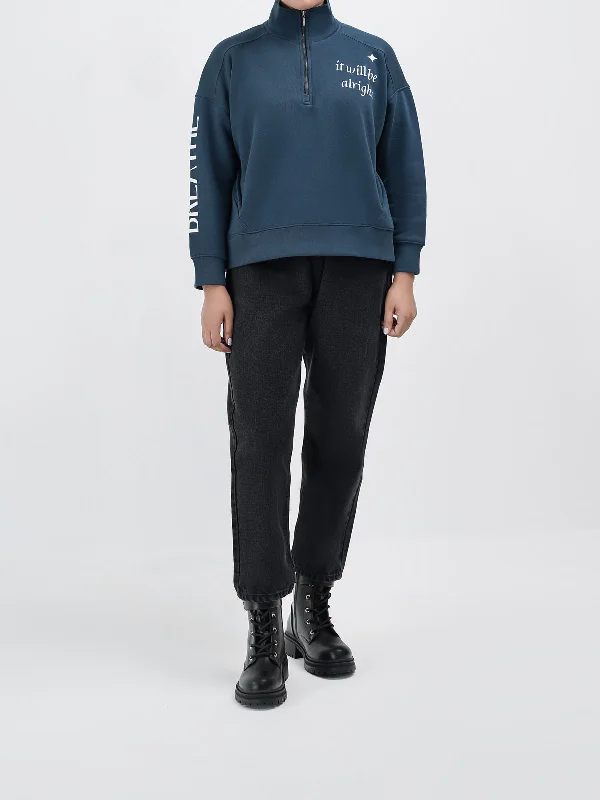 "ARCHES" Half Zip Casual Sweatshirt Hoodie with Slim Fit Tailored Modern