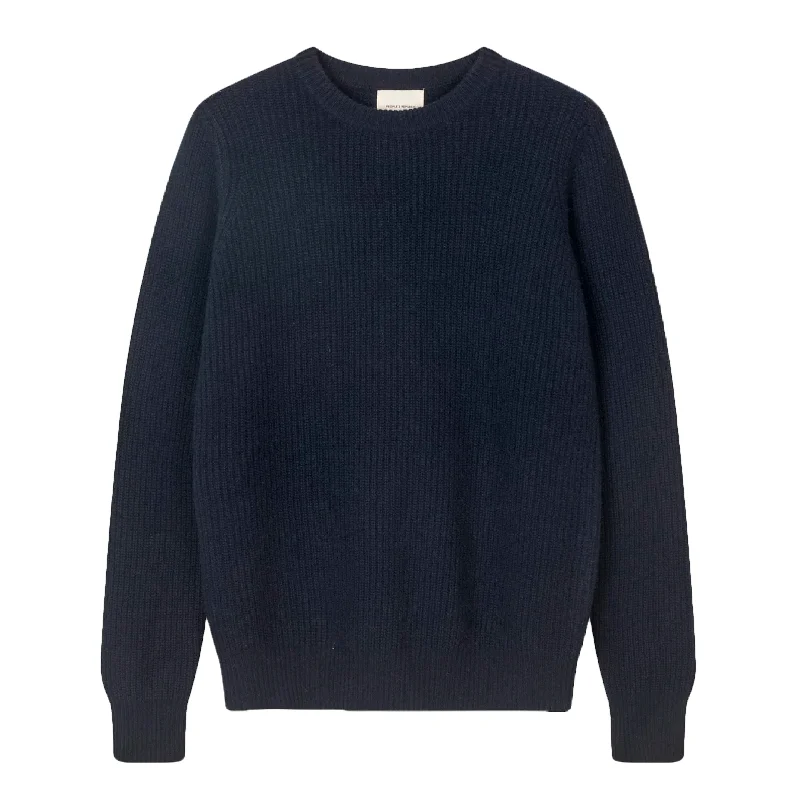 Original Fisherman Sweater, Navy Notch Collar Peter Pan Collar Cowl Neck