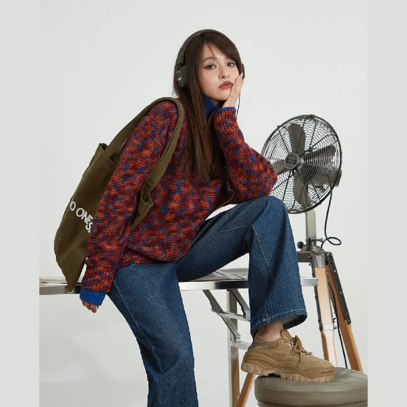 Casual Loose Fit Knit Sweater Hooded Sweater Collared Sweater Shawl Collar