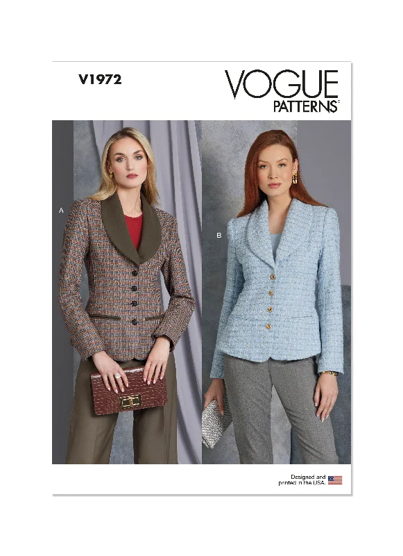 Voguepattern V1972 Misses' Jacket Herringbone Jacket Houndstooth Jacket Plaid Jacket