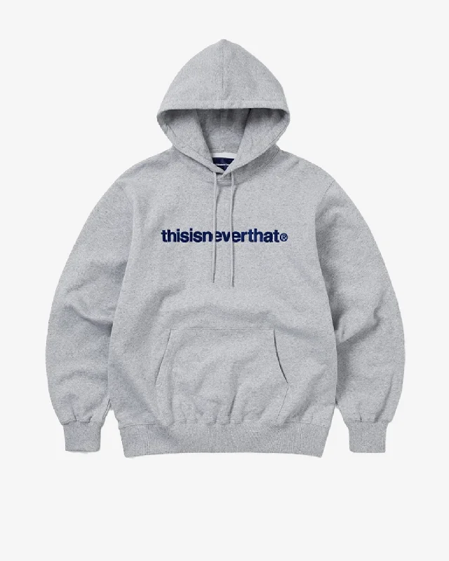 T-Logo Hoodie Heather Grey Hoodie with Button Classic Timeless