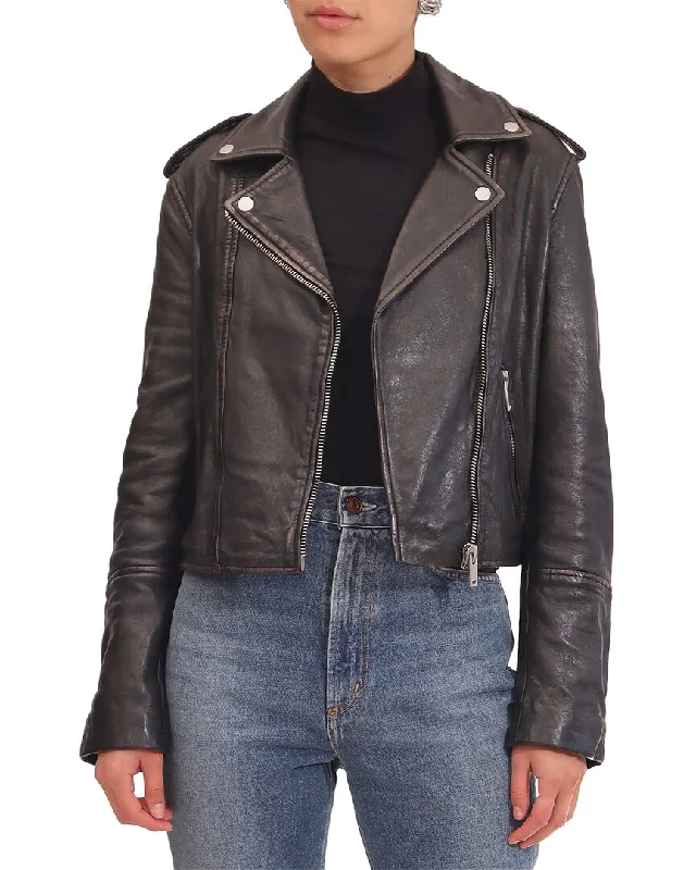 Bagatelle Leather Biker Jacket Plaid Jacket Tartan Jacket Houndstooth Jacket