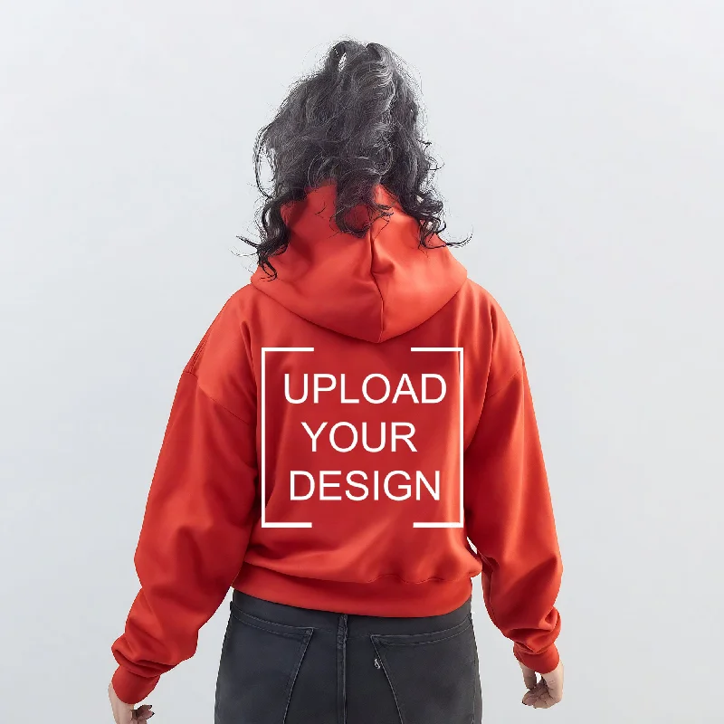 Custom Print - Women Hoodie - Red Hoodie with Tied Waist Feminine Flattering
