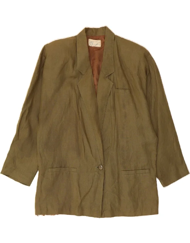 VINTAGE Womens Oversized 1 Button Blazer Jacket IT 44 Medium Green Toggled Jacket Drawstring Jacket Belted Jacket