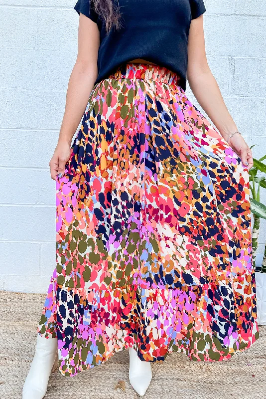 KaleaBoutique Abstract Floral Print Ruffled High Waist Maxi Skirt denim skirt classic