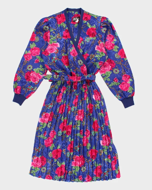 1990s Blue Patterned Dress - L