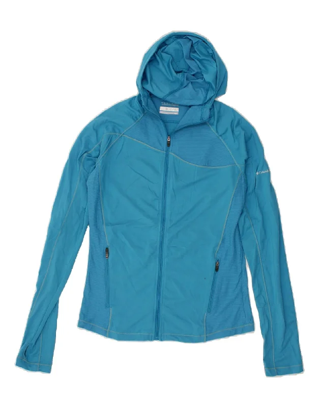COLUMBIA Womens Omni-Wick Hooded Tracksuit Top Jacket UK 10 Small Blue Elasticated Jacket Padded Jacket Insulated Jacket