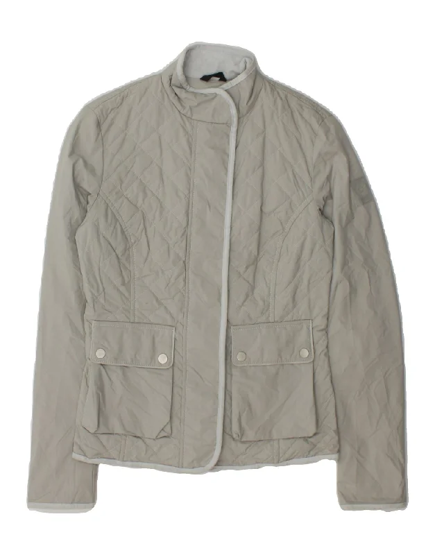 BELSTAFF Womens Quilted Jacket IT 42 Medium Grey Nylon Lace Jacket Ribbed Jacket Sequined Jacket