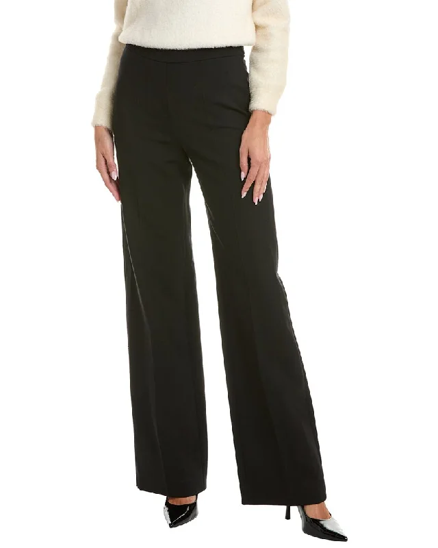 Oscar de la Renta Silk-Trim Wool-Blend Pant Fashionable Work Pants