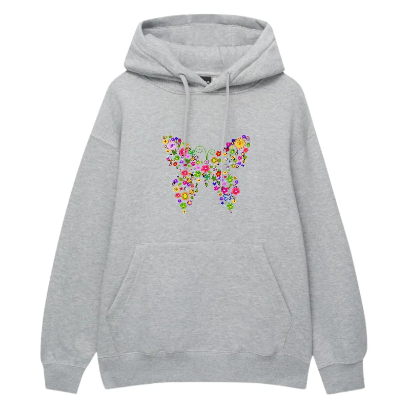 Multi Color  Butterfly Hoodie Hoodie with Relaxed Fit Easy Casual