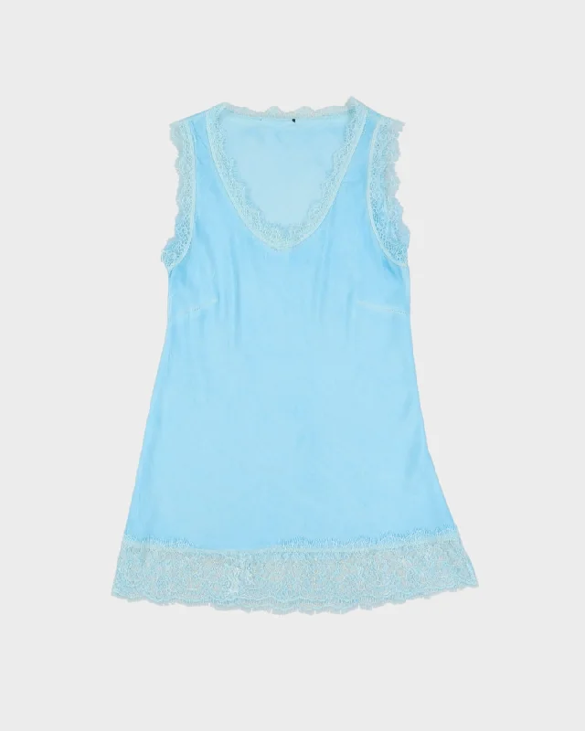 Vintage Blue Lace Detailed Slip Dress - L
