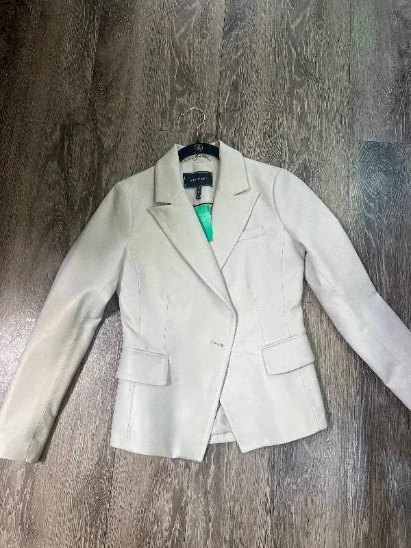 BCBGMaxazria Faux Leather Blazer Jacket (Size XS) Wool Fabric Cashmere Fabric Tweed Fabric