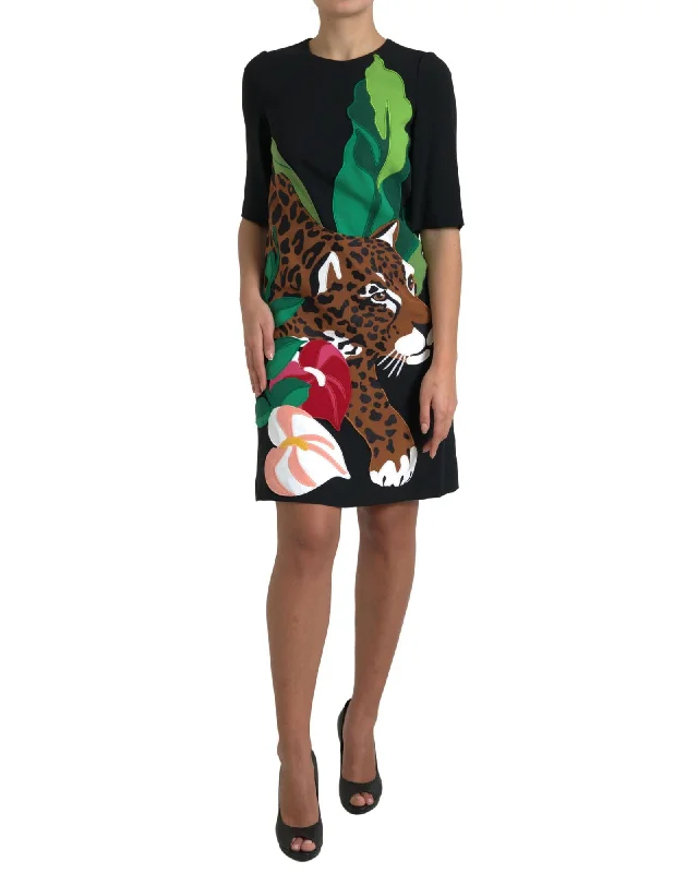 Dolce & Gabbana Jungle Print Sheath Stretch Dress