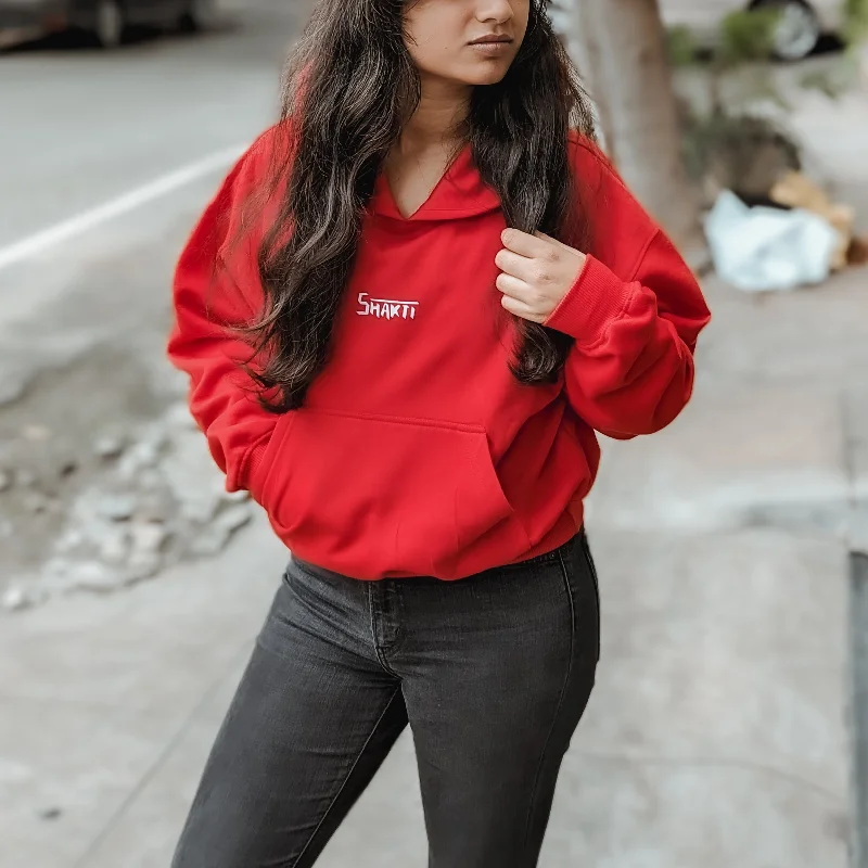 Shakti Red Hoodie - Women Hoodie with Cropped Fit Short Trendy