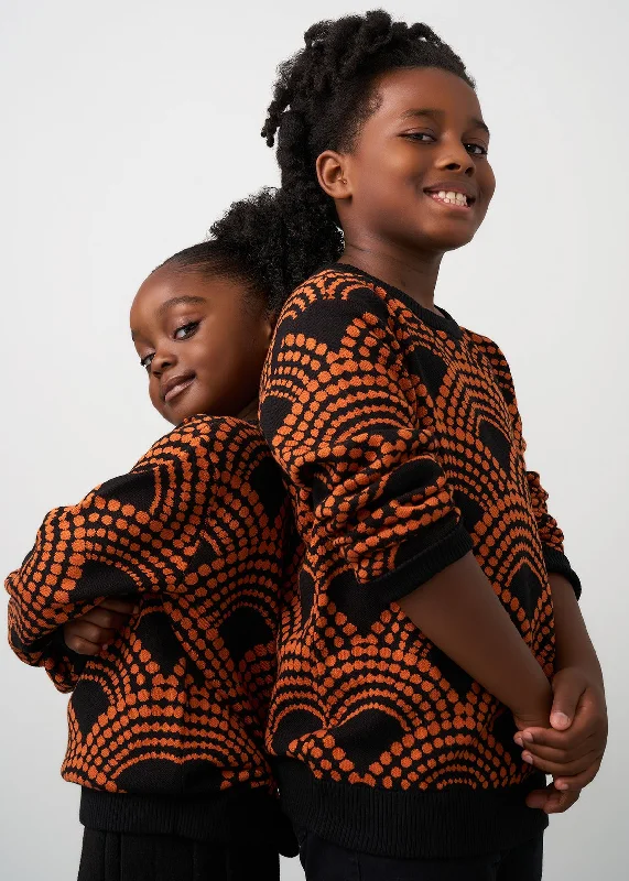 Oma Kids Unisex African Print Sweater (Black Amber Dots) Elegant Classic Vintage