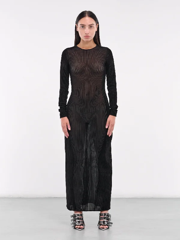 The Morphing Pinstripes Dress (24-31-F-RO270-T570-BLACK)