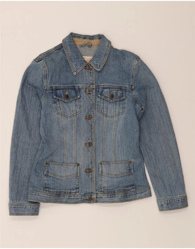 EDDIE BAUER Womens Denim Jacket UK 16 Large Blue Cotton Front Pockets Side Pockets Patch Pockets