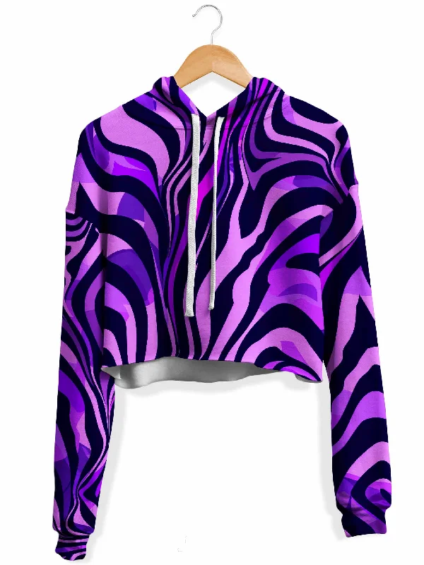 Noir Stripes Fleece Crop Hoodie Hoodie with Magnetic Closure Innovative Modern
