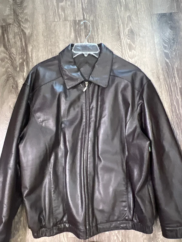 Roundtree & Yorke Leather Bomber Zip Up Jacket (Size XL) Zippered Jacket Buttoned Jacket Snapped Jacket