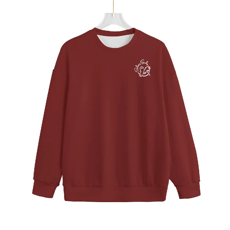 All-Over Print Unisex Drop-shoulder Knitted Fleece Sweater Stretchy Elastic Breathable