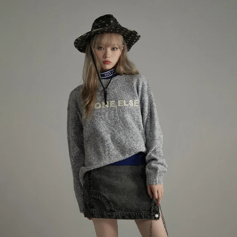 Round Loose Fit Knit Sweater Chenille Brocade Lace