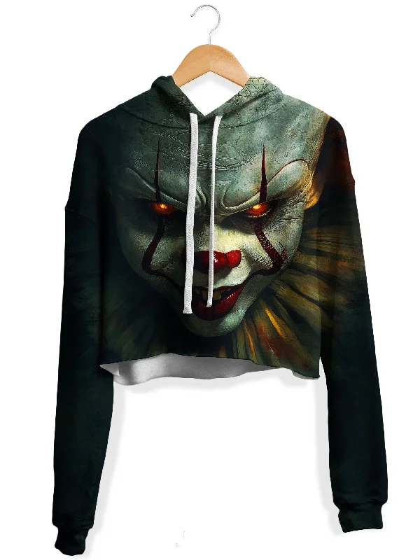 We All Float Fleece Crop Hoodie Hoodie with Hem Detail Decorative Unique