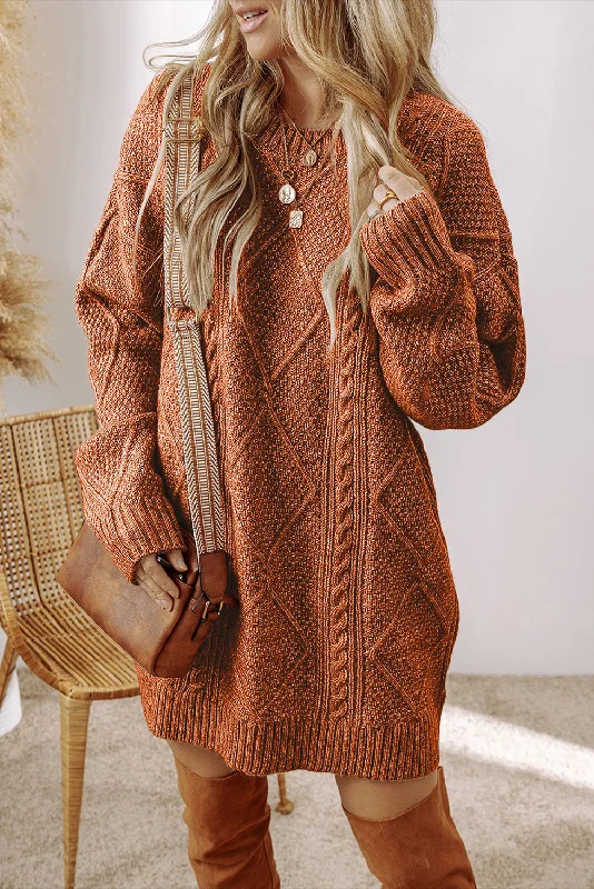 Fall Sweater Dress - Rust Terry Blend Velvet Blend Canvas Blend