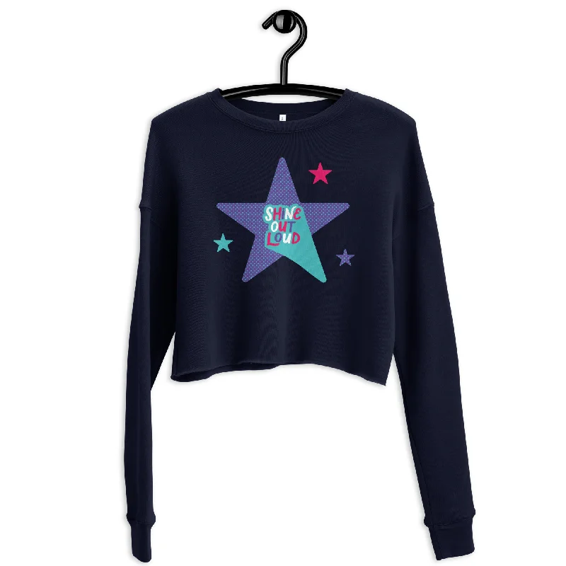 Shine Out Loud — Crop Sweatshirt Hoodie with Button Placket Classic Preppy